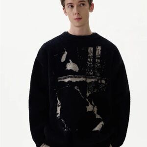 Distopion gothic fluffy knit sweater grunge style